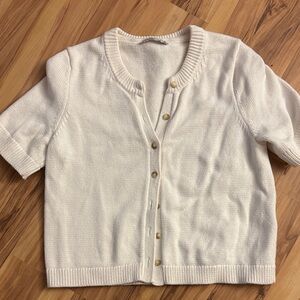 Elegant White short sleeve Cardigan Sweater